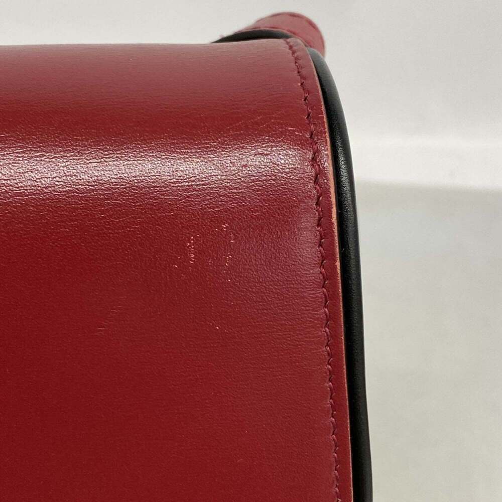 GUCCI Red Leather GG Marmont Shoulder Bag - Picture 7 of 12